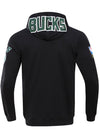 Pro Standard Logos Black Milwaukee Bucks Full-Zip Hooded Sweatshirt