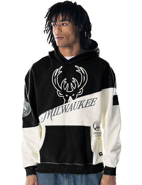 Bucks In Six x The Wild Collective Black Slash Milwaukee Bucks Hooded Sweatshirt