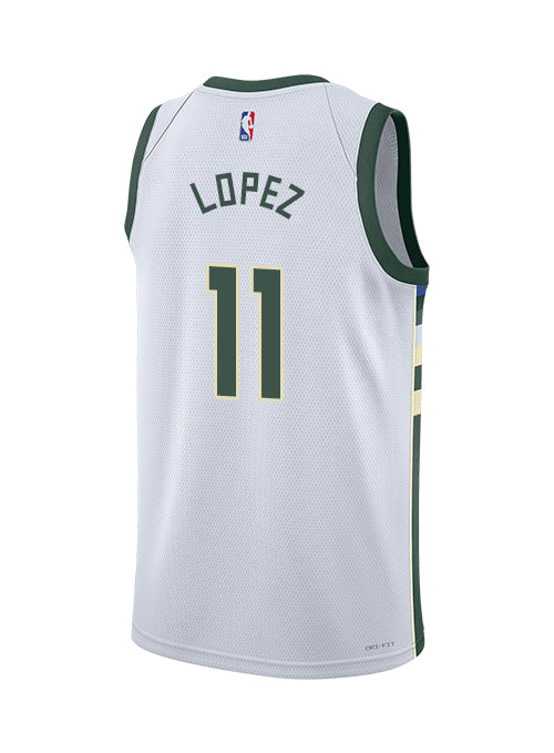 Nike 2022 Association Edition Brook Lopez Milwaukee Bucks Swingman Jersey-back 