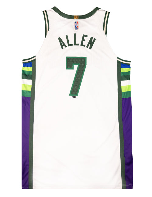 Game-Used Nike 2021-22 City Edition Grayson Allen Milwaukee Bucks Authentic Jersey-back