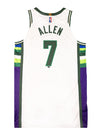 Game-Used Nike 2021-22 City Edition Grayson Allen Milwaukee Bucks Authentic Jersey-back