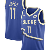 Nike 2024-25 City Edition Brook Lopez Milwaukee Bucks Swingman Jersey-collage