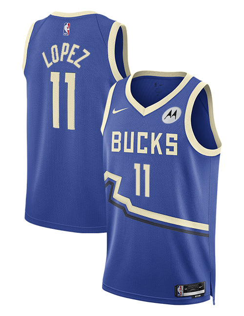 Nike 2024-25 City Edition Brook Lopez Milwaukee Bucks Swingman Jersey-collage