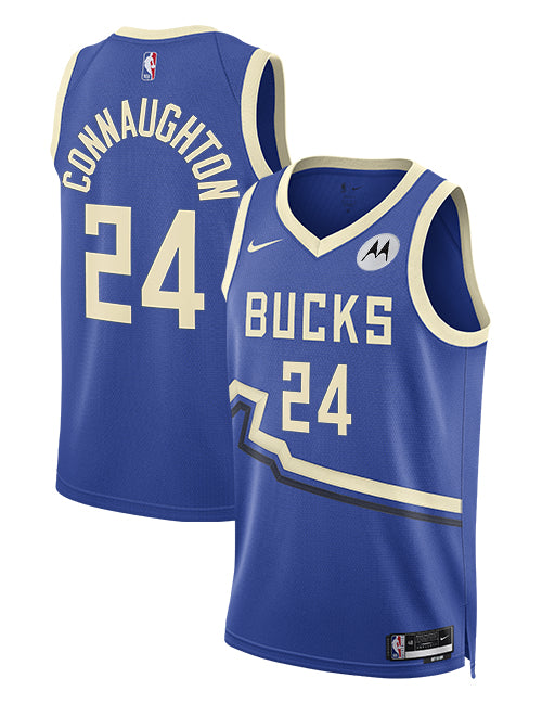 Nike 2024-25 City Edition Pat Connaughton Milwaukee Bucks Swingman Jersey-collage