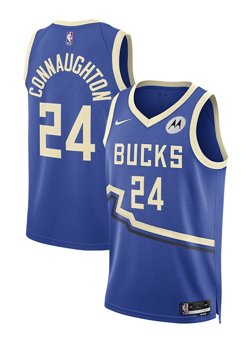 Nike 2024-25 City Edition Pat Connaughton Milwaukee Bucks Swingman Jersey-collage