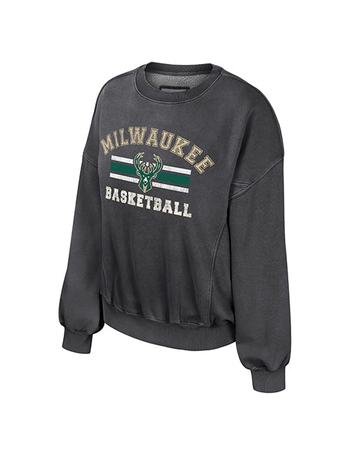 Women's Audrey Washed Milwaukee Bucks Crewneck Sweatshirt- front