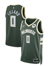 Nike 2022 Icon Edition Damian Lillard Milwaukee Bucks Swingman Jersey-collage