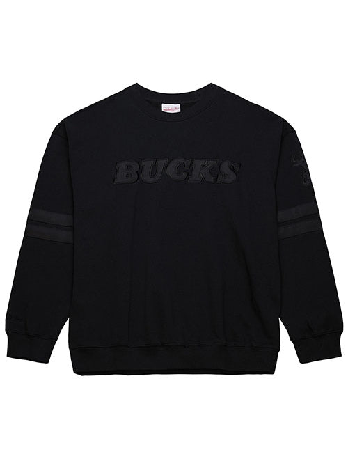 Mitchell & Ness HWC '68 Satin Stripes Milwaukee Bucks Crewneck Sweatshirt-front