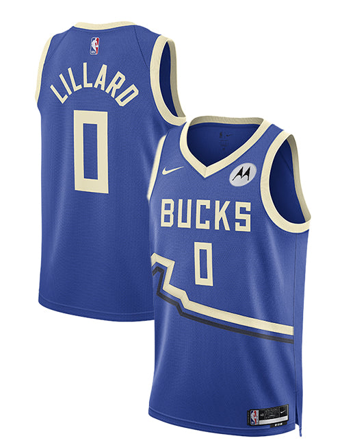 Nike 2024-25 City Edition Damian Lillard Milwaukee Bucks Swingman Jersey-collage