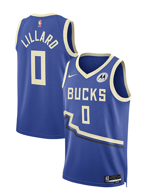 Nike 2024-25 City Edition Damian Lillard Milwaukee Bucks Swingman Jersey-collage