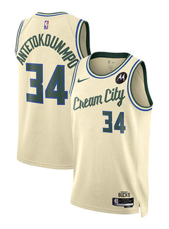 Nike 2025-26 City Edition Giannis Antetokounmpo Milwaukee Bucks Swingman Jersey - collage