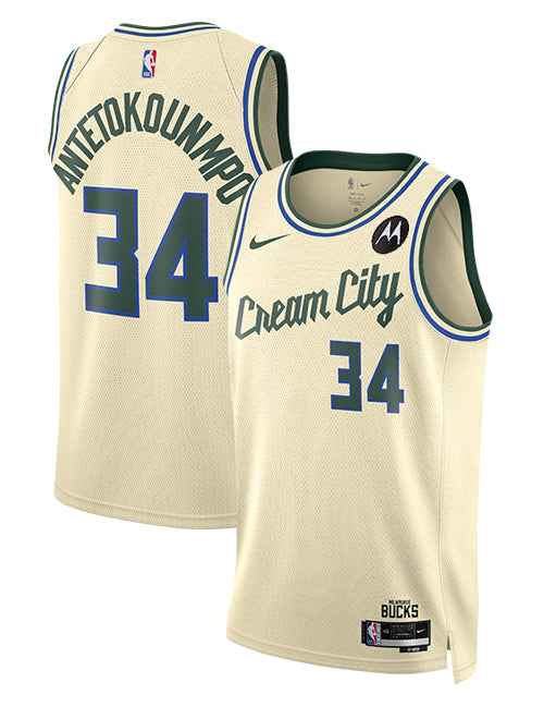 Nike 2025-26 City Edition Giannis Antetokounmpo Milwaukee Bucks Swingman Jersey - collage