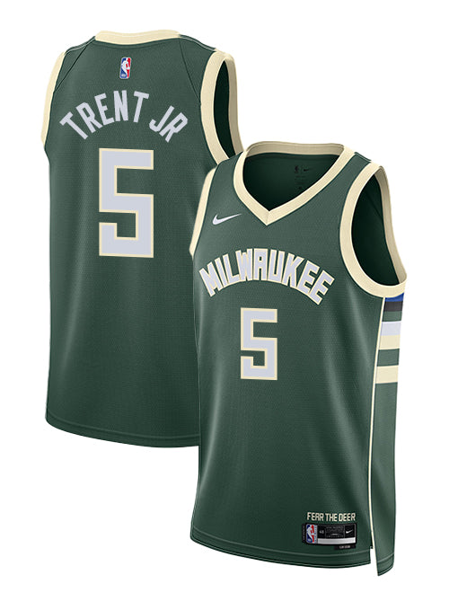 Nike 2022 Icon Edition Gary Trent Jr Milwaukee Bucks Swingman Jersey-collage