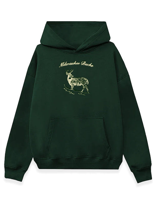 Bucks In Six x Lost Files In The Woods Milwaukee Bucks Hooded Sweatshirt-front