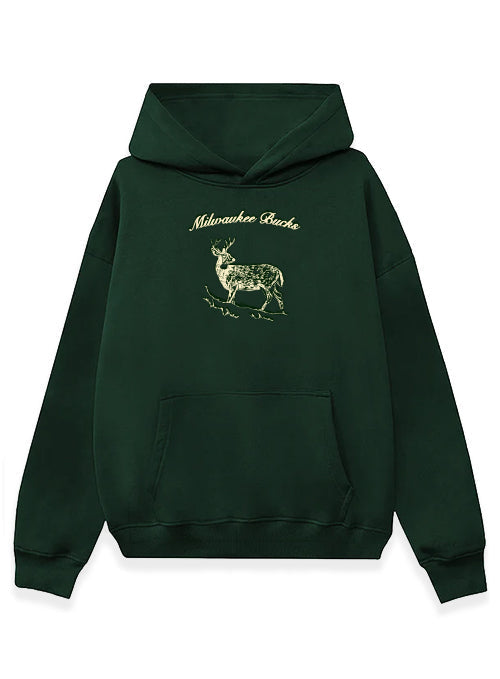 Bucks In Six x Lost Files In The Woods Milwaukee Bucks Hooded Sweatshirt-front