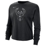 Women's Nike Courtside Shine Milwaukee Bucks Long Sleeve Boxy T-Shirt-front