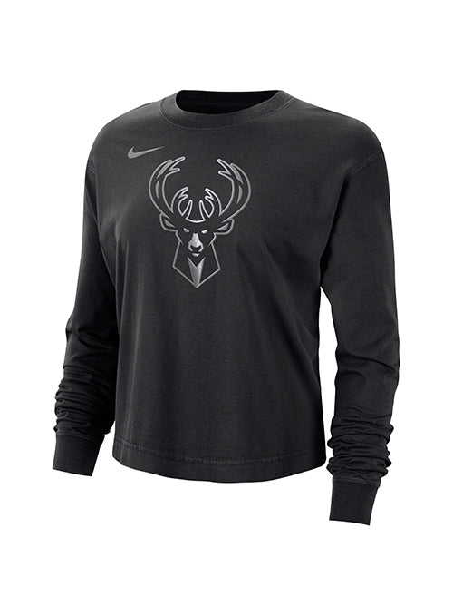 Women's Nike Courtside Shine Milwaukee Bucks Long Sleeve Boxy T-Shirt-front