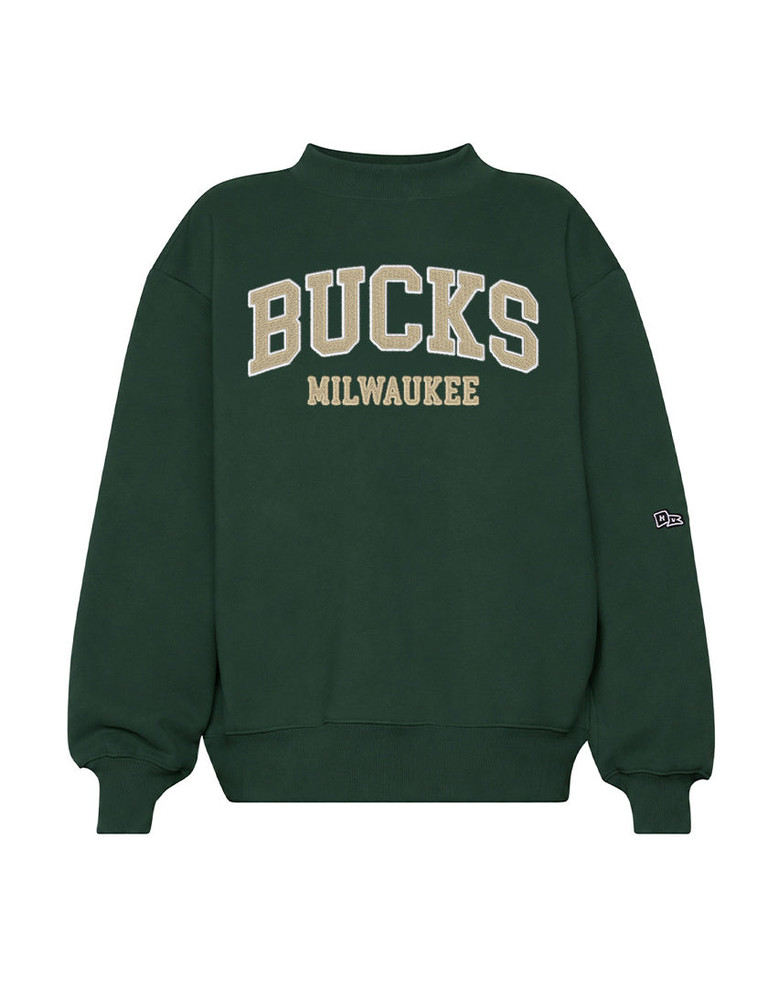 Women's Hype & Vice Milwaukee Bucks Mockneck Sweatshirt-front