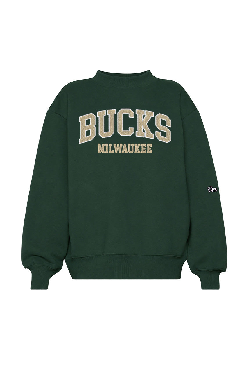 Women's Hype & Vice Milwaukee Bucks Mockneck Sweatshirt-front