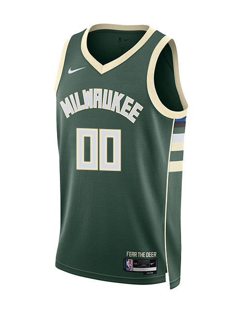 Nike 2022 Icon Edition Custom Milwaukee Bucks Swingman Jersey-front