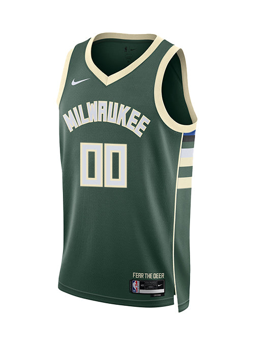 Nike 2022 Icon Edition Custom Milwaukee Bucks Swingman Jersey-front