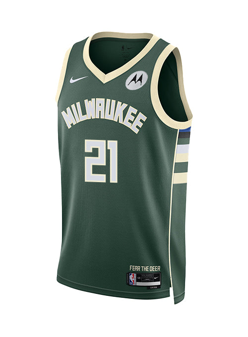 Nike 2022 Icon Edition Ousmane Dieng Milwaukee Bucks Swingman Jersey-FRONT