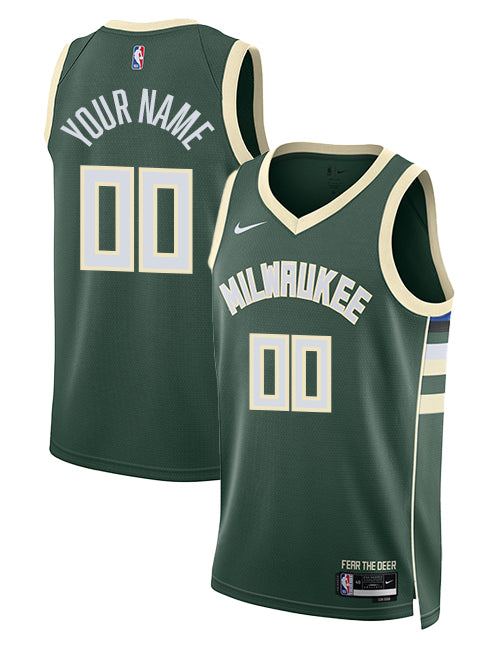 Nike 2022 Icon Edition Custom Milwaukee Bucks Swingman Jersey-collage