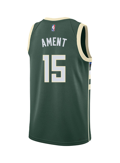 Youth Nike 2022 Icon Edition Nate Ament Milwaukee Bucks Swingman Jersey-back