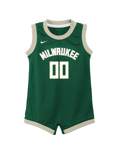 Infant Nike 2022 Icon Edition Custom Milwaukee Bucks Jersey Onesie-front