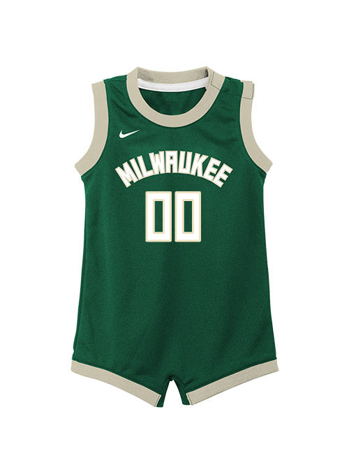 Infant Nike 2022 Icon Edition Custom Milwaukee Bucks Jersey Onesie-front