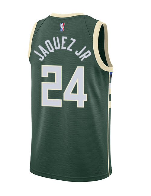 Nike 2022 Icon Edition Jaime Jaquez Jr Milwaukee Bucks Swingman Jersey-BACK