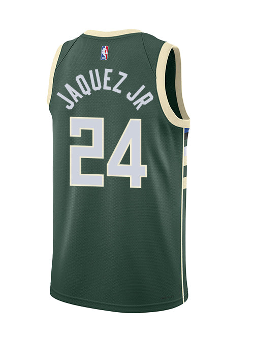 Nike 2022 Icon Edition Jaime Jaquez Jr Milwaukee Bucks Swingman Jersey-BACK