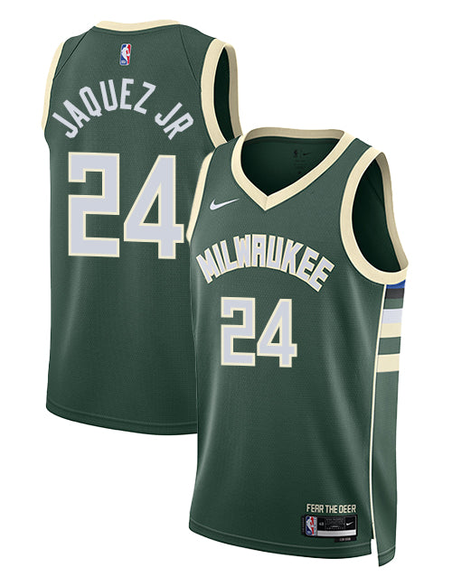 Nike 2022 Icon Edition Jaime Jaquez Jr Milwaukee Bucks Swingman Jersey-COLLAGE