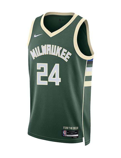 Nike 2022 Icon Edition Jaime Jaquez Jr Milwaukee Bucks Swingman Jersey-FRONT