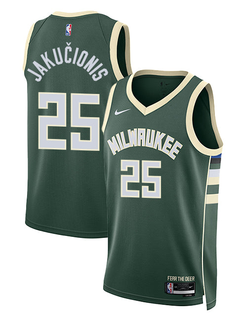 Nike 2022 Icon Edition Kasparas Jakučionis Milwaukee Bucks Swingman Jersey-COLLAGE