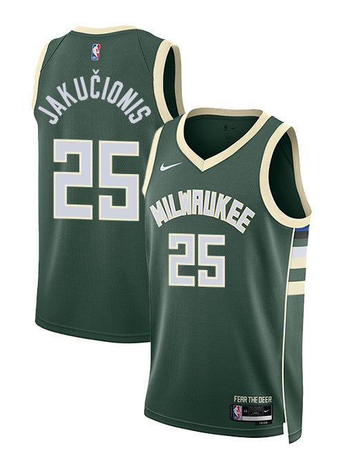 Nike 2022 Icon Edition Kasparas Jakučionis Milwaukee Bucks Swingman Jersey-COLLAGE