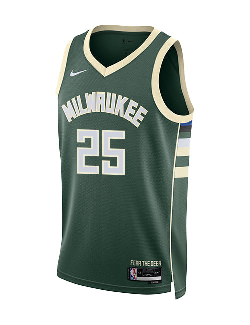 Nike 2022 Icon Edition Kasparas Jakučionis Milwaukee Bucks Swingman Jersey-FRONT
