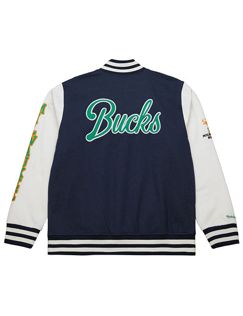 Mitchell & Ness HWC '68 Exposed Milwaukee Bucks Varsity Jacket-back