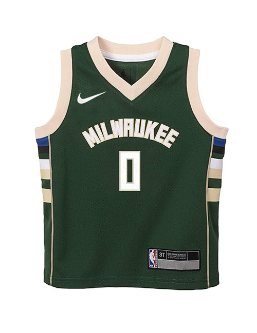 Juvenile Nike Icon Damian Lillard Milwaukee Bucks Replica Jersey-front