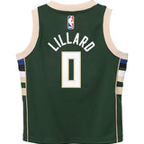 Juvenile Nike Icon Damian Lillard Milwaukee Bucks Replica Jersey-back