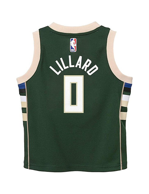 Juvenile Nike Icon Damian Lillard Milwaukee Bucks Replica Jersey-back