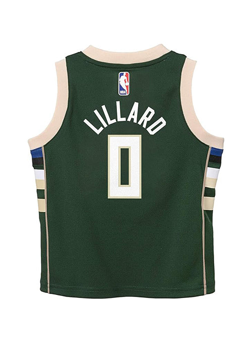 Juvenile Nike Icon Damian Lillard Milwaukee Bucks Replica Jersey-back