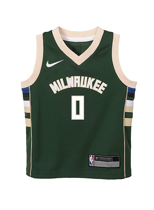 Juvenile Nike Icon Damian Lillard Milwaukee Bucks Replica Jersey-front