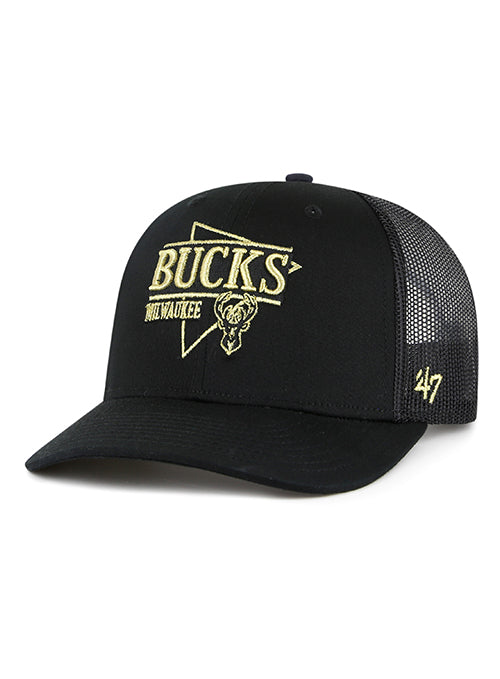 '47 Brand Gilded Milwaukee Bucks Adjustable Trucker Hat-angled left 