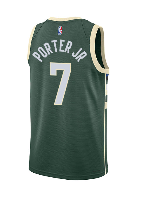 Nike 2022 Icon Edition Kevin Porter Jr. Milwaukee Bucks Swingman Jersey-back
