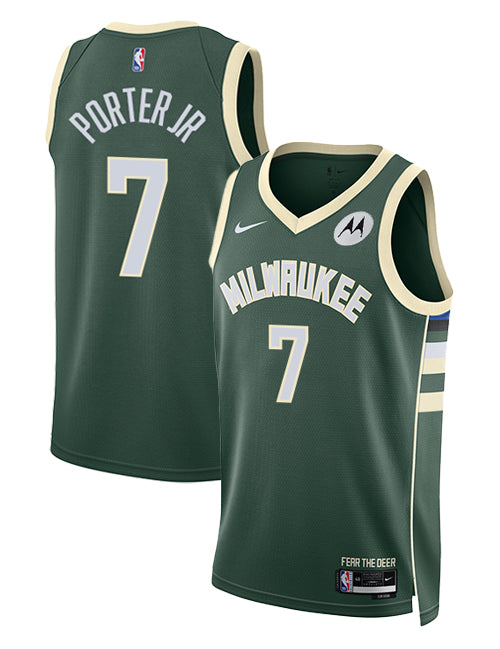 Nike 2022 Icon Edition Kevin Porter Jr. Milwaukee Bucks Swingman Jersey-COLLAGE