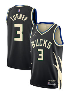 Jordan 2022 Statement Edition Myles Turner Milwaukee Bucks Swingman Jersey-collage