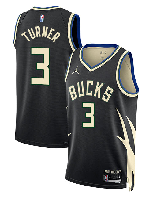 Jordan 2022 Statement Edition Myles Turner Milwaukee Bucks Swingman Jersey-collage