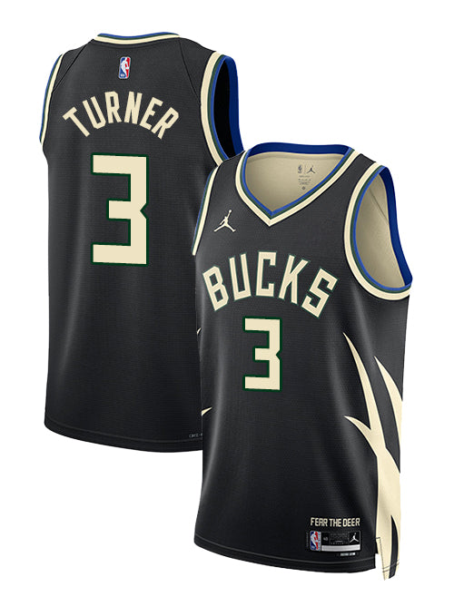 Jordan 2022 Statement Edition Myles Turner Milwaukee Bucks Swingman Jersey-collage