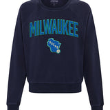 Women's Sportiqe 2023-24 City Edition Ashlyn Milwaukee Bucks Crewneck Sweatshirt- front 